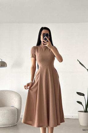 لباس قهوه ای زنانه کرپ Deafox - کد 733979508
