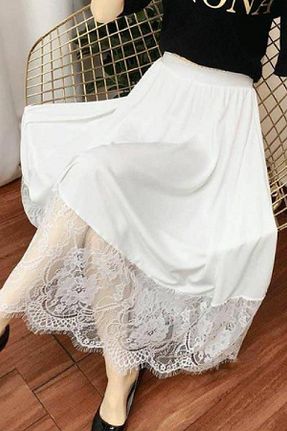 دامن سفید زنانه لیکرا BENİMOLMALI - کد 882888409