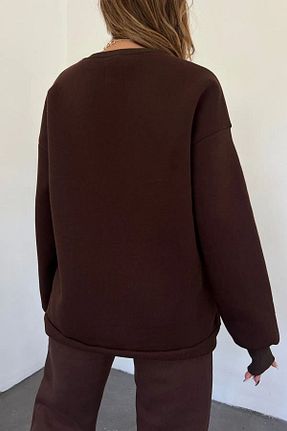سوئیشرت قهوه ای زنانه چاپی aynewmoda - کد 882902653