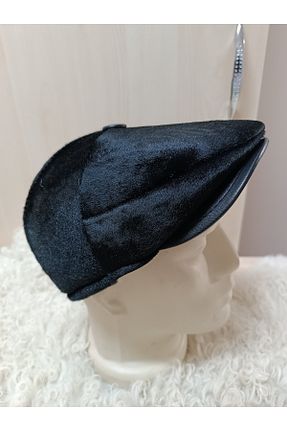 کلاه مشکی زنانه چرم خالص hoaryage - کد 882899600
