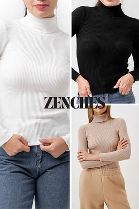 پلیور رنگی زنانه ساده ZENCHES - کد 873083213
