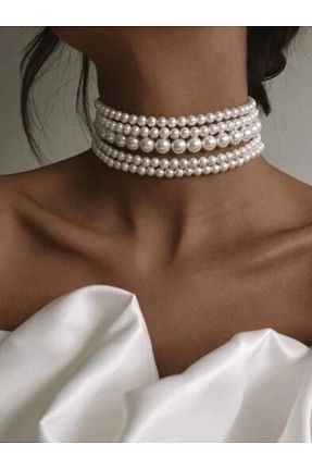 گردنبند جواهر سفید زنانه مروارید SHİNELİZE - کد 882960564