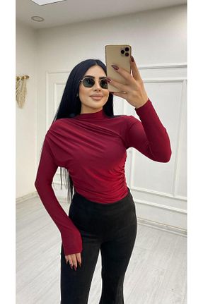 بلوز زرشکی زنانه ساده BERİ BUTİK - کد 882981508