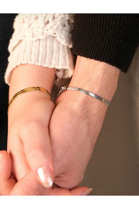 دستبند استیل (فولاد) طلائی زنانه استیل (فولاد) MOD10 - کد 876629612
