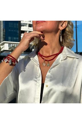 گردنبند جواهر رنگی زنانه سنگ طبیعی JİMNY JEWELRY - کد 882992949
