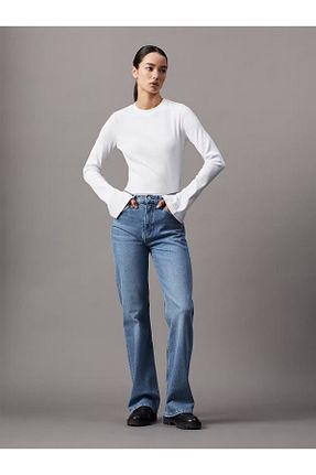 شلوار جین آبی زنانه پاچه گشاد Calvin Klein - کد 883083504
