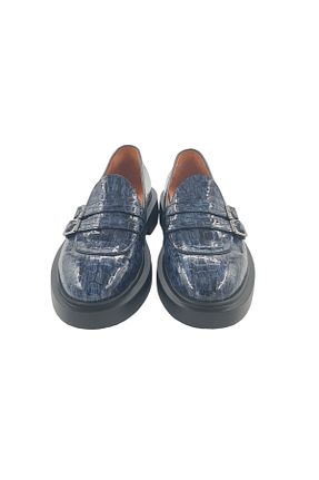 کفش کژوال آبی مردانه چرم خالص MİLONEK - کد 814362130