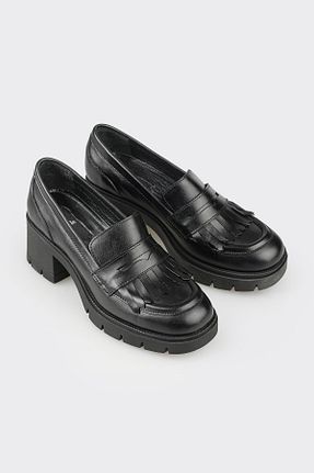 کفش پاشنه بلند کلاسیک مشکی زنانه چرم خالص Elle - کد 883091845