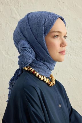 شال آبی زنانه پنبه ای Qef - کد 844766118
