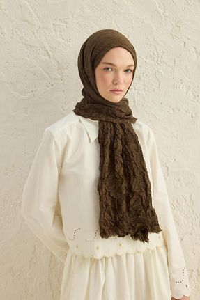 شال خاکی زنانه پنبه ای Qef - کد 844766116