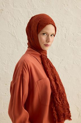شال نارنجی زنانه پنبه ای Qef - کد 844766142