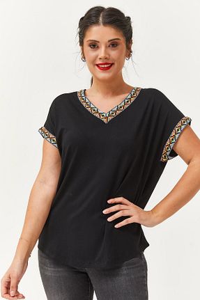 بلوز سایز بزرگ مشکی زنانه سایز بزرگ Ebsumu - کد 266865279