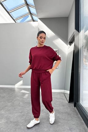 ست گرمکن زرشکی زنانه پنبه پلی استر YAKAMEL - کد 883134546