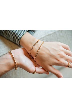 دستبند استیل (فولاد) صورتی زنانه روکش طلا Meiloras - کد 883120799