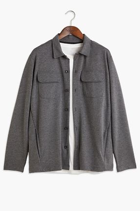 پیراهن طوسی مردانه Overshirt Hateko - کد 211625534