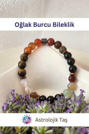 دستبند جواهر رنگی زنانه سنگ طبیعی Astrolojik Doğal Taş - کد 883163494