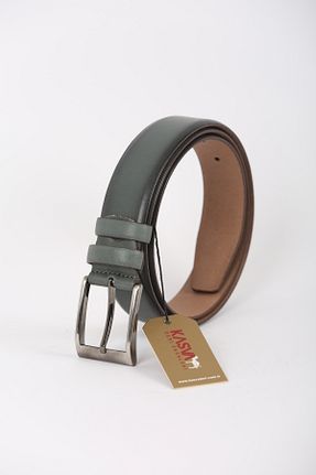 کمربند خاکی مردانه چرم خالص KASVA DERİ - کد 883200456