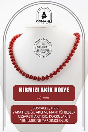 گردنبند جواهر قرمز زنانه سنگ OSMANLI DOĞAL TAŞ - کد 666170231