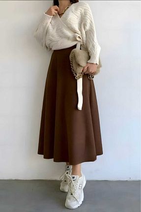 دامن حجاب قهوه ای زنانه رگولار CNG MODA - کد 883192206