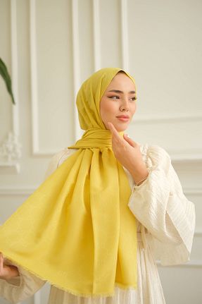 شال زرد زنانه پنبه ای QASSA SHAL - کد 883247582
