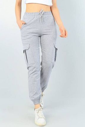 شلوار کرمگن طوسی زنانه کارگو FİTGO - کد 883197341