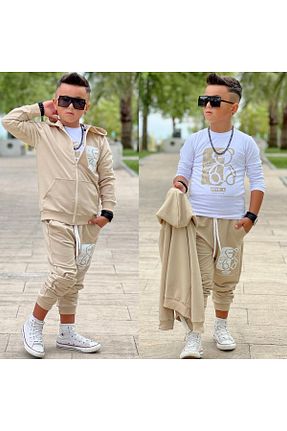ست بالاتنه و پائین تنه اسپرت بژ بچه گانه Burçak Butik - کد 883362340
