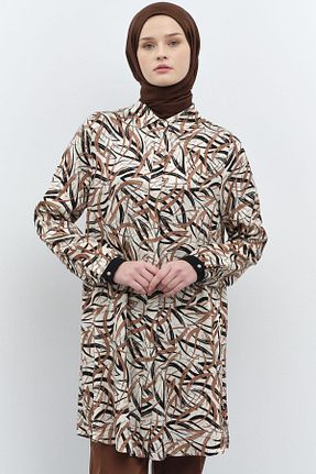 تونیک حجاب قهوه ای زنانه پلی استر Tuğba - کد 883368495