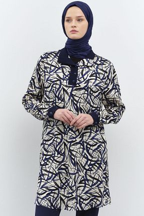 تونیک حجاب سرمه ای زنانه پلی استر Tuğba - کد 883369502