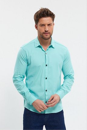پیراهن فیروزه ای مردانه رگولار Butik - کد 883415827