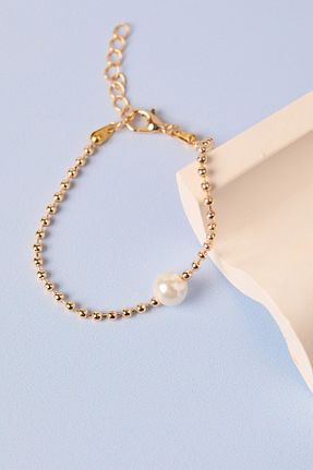دستبند جواهر طلائی زنانه مروارید Elika Silver - کد 883414651