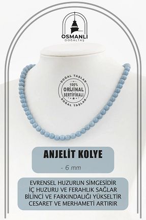 گردنبند جواهر آبی زنانه سنگ OSMANLI DOĞAL TAŞ - کد 666094535