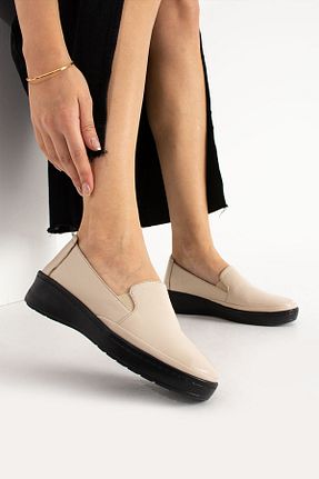 کفش کژوال بژ زنانه چرم خالص CUCA - کد 857905304