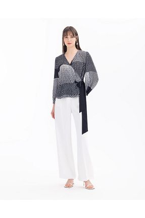 بلوز مشکی زنانه طرح دار SEÇİL - کد 831681719