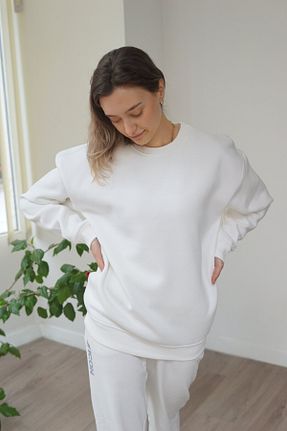 سوئیشرت سفید زنانه چاپی TREND34CADDE - کد 883587652