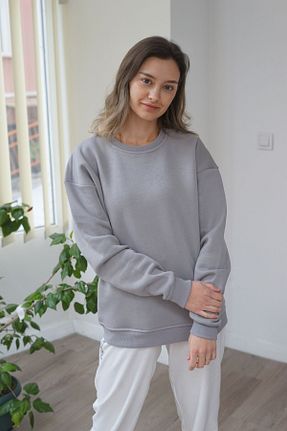 سوئیشرت طوسی زنانه چاپی TREND34CADDE - کد 883588164