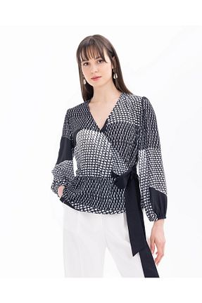 بلوز مشکی زنانه طرح دار SEÇİL - کد 831681719