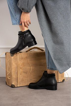 بوت / نیم بوت مشکی زنانه چرم مصنوعی galya shoes - کد 846908330