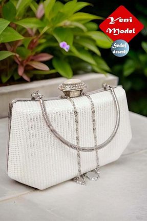 کیف مجلسی سفید زنانه چرم مصنوعی Genel Markalar - کد 854663791