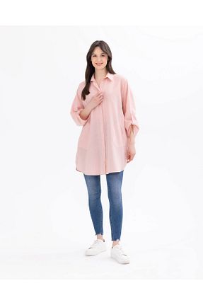 پیراهن نارنجی زنانه یقه پیراهنی SEÇİL - کد 883589636