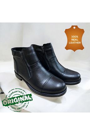 بوت / نیم بوت مشکی مردانه چرم خالص Sevgi Kundura - کد 883625004