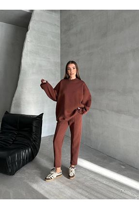 ست بالاتنه و پائین تنه قهوه ای زنانه بافتنی Melike Bakar Boutique - کد 883726664