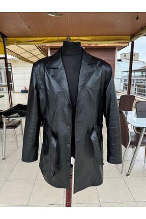 ترنچکت مشکی مردانه چرم خالص Şahan Deri Denizli - کد 882554207