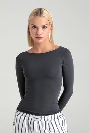 بلوز طوسی زنانه ساده SHEISMONO - کد 883758464