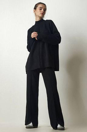 ست بالاتنه و پائین تنه مشکی زنانه تریکو Abalı - کد 883764528