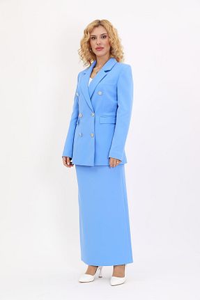 کت و شلوار آبی زنانه یقه کتی ÖNDER ÖZSOY - کد 883837671
