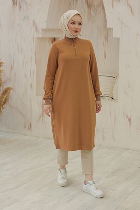 تونیک حجاب قهوه ای زنانه ویسکون Armine TREND - کد 877719371