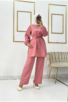 ست بالاتنه و پائین تنه حجاب صورتی زنانه لانگ فیت Moda Krash - کد 883857603