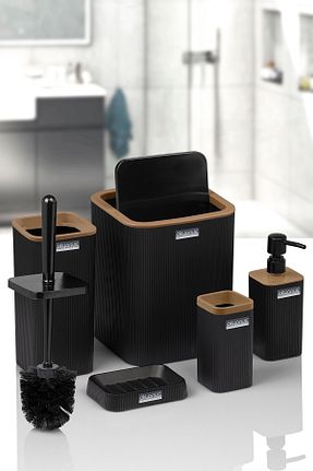 ست حمام مشکی پلاستیک Okyanus Home - کد 879993179