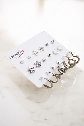 گوشواره جواهر طوسی مروارید EUROMODA - کد 879479856