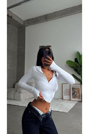 بلوز سفید زنانه ساده mydukkan.co - کد 883891524